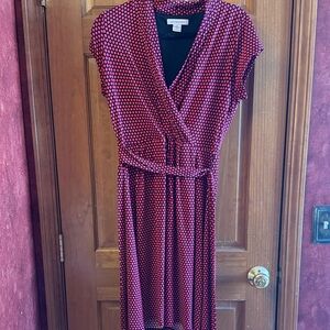 Liz Claiborne Red and Black Midi Dress